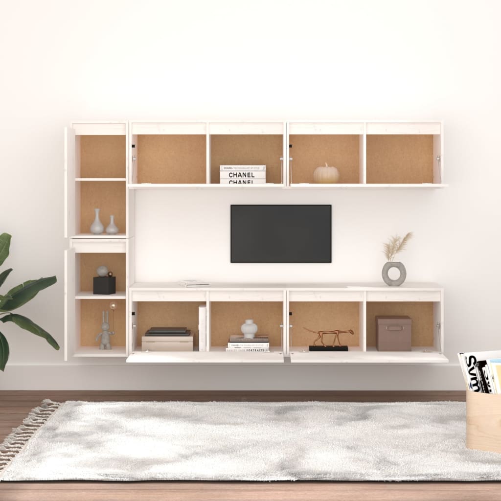 Tv-Benker 6 Stk Hvit Heltre Furu