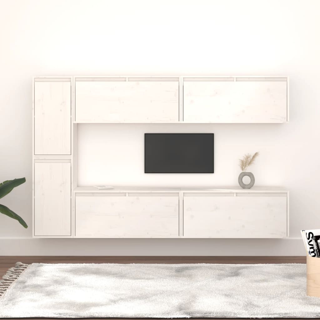Tv-Benker 6 Stk Hvit Heltre Furu