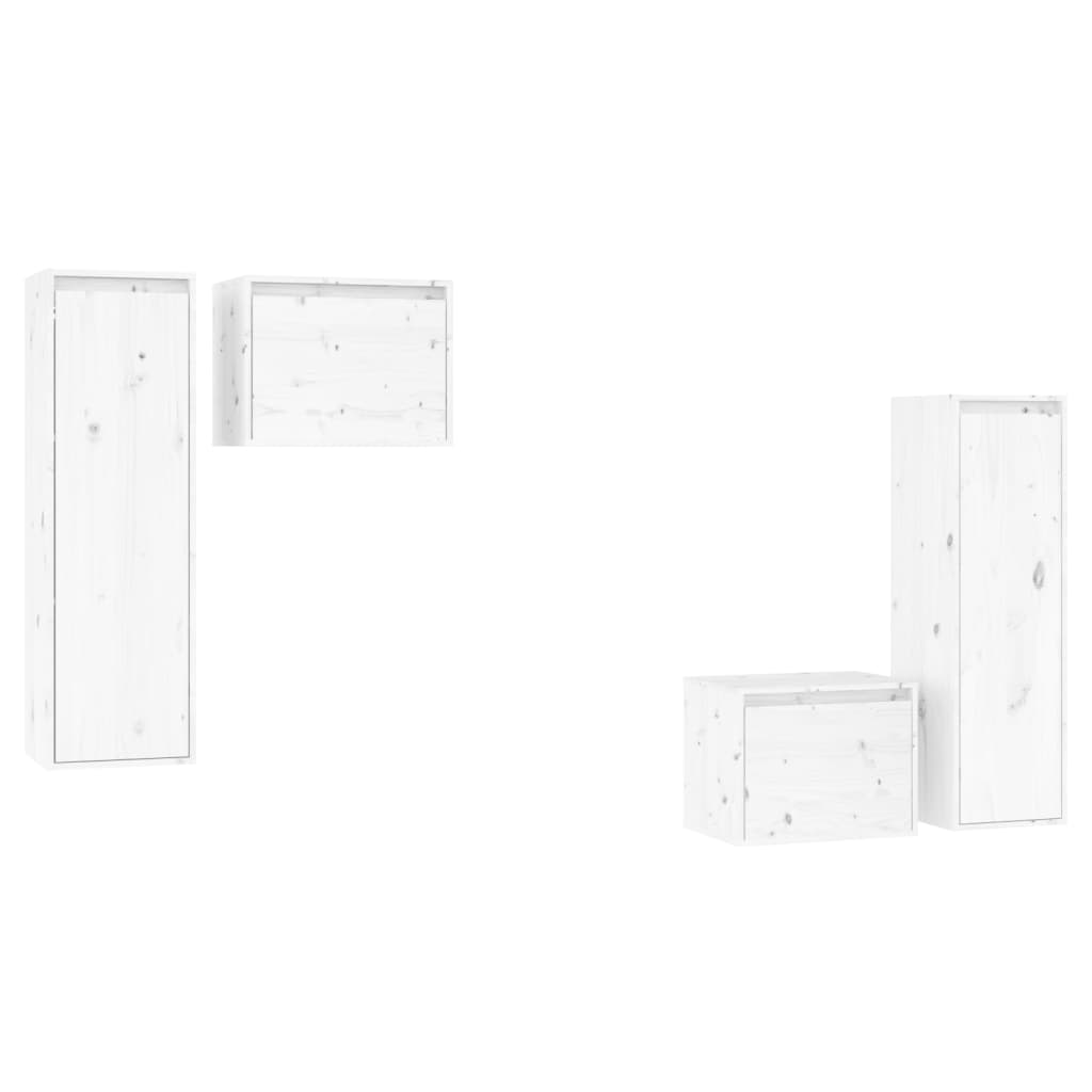 Tv-Benker 4 Stk Hvit Heltre Furu