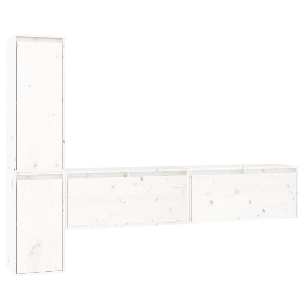 Tv-Benker 4 Stk Hvit Heltre Furu