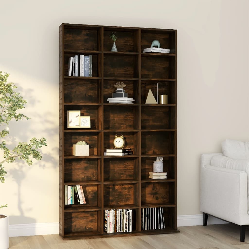 Cd-Skap Røkt Eik 102X23X177,5 Cm Konstruert Tre
