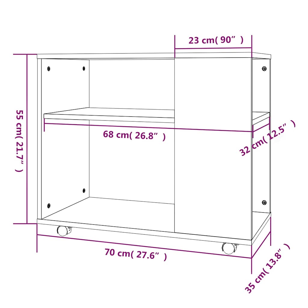 Sidebord Røkt Eik 70X35X55 Cm Konstruert Tre
