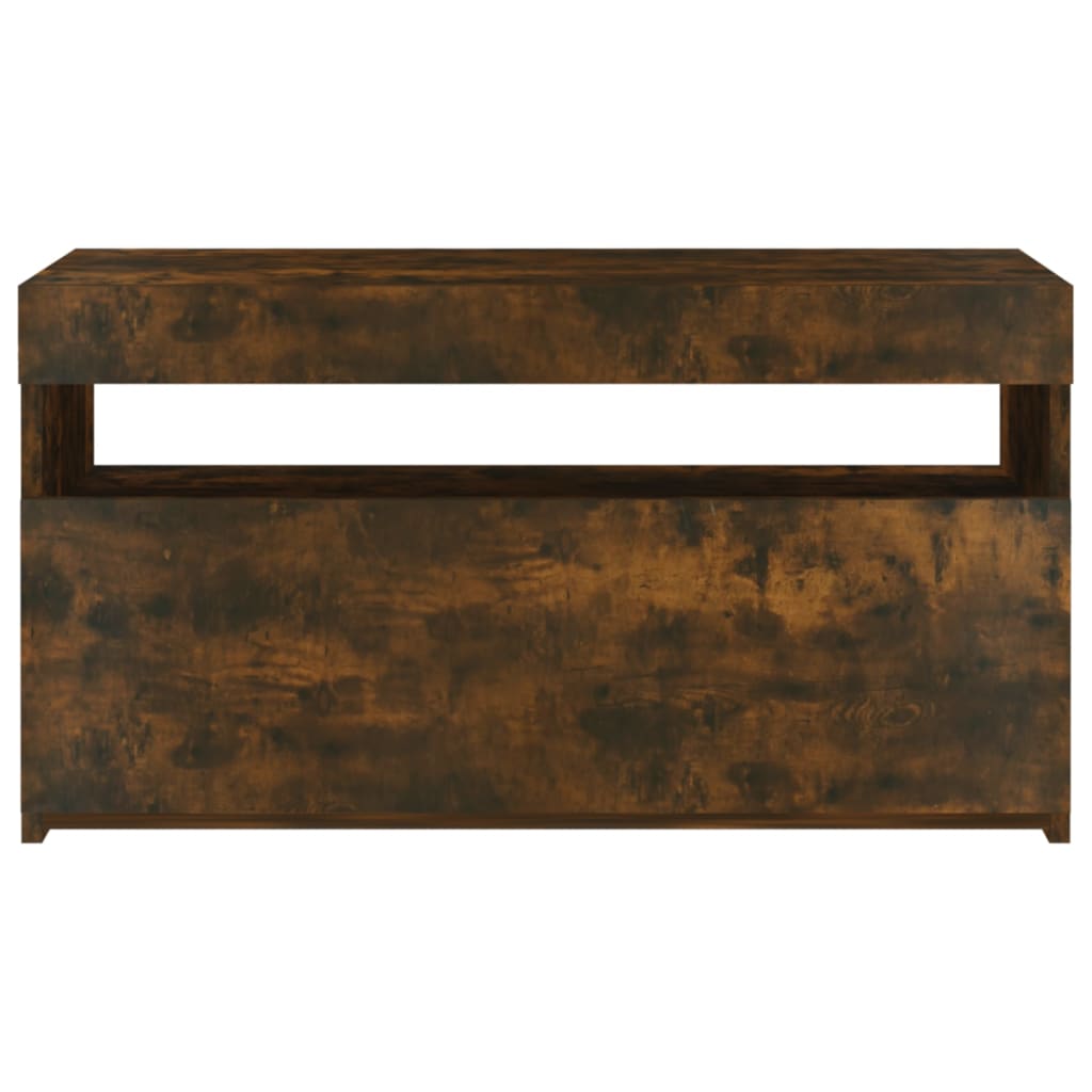 Tv-Benk Med Led-Lys Røkt Eik 75X35X40 Cm
