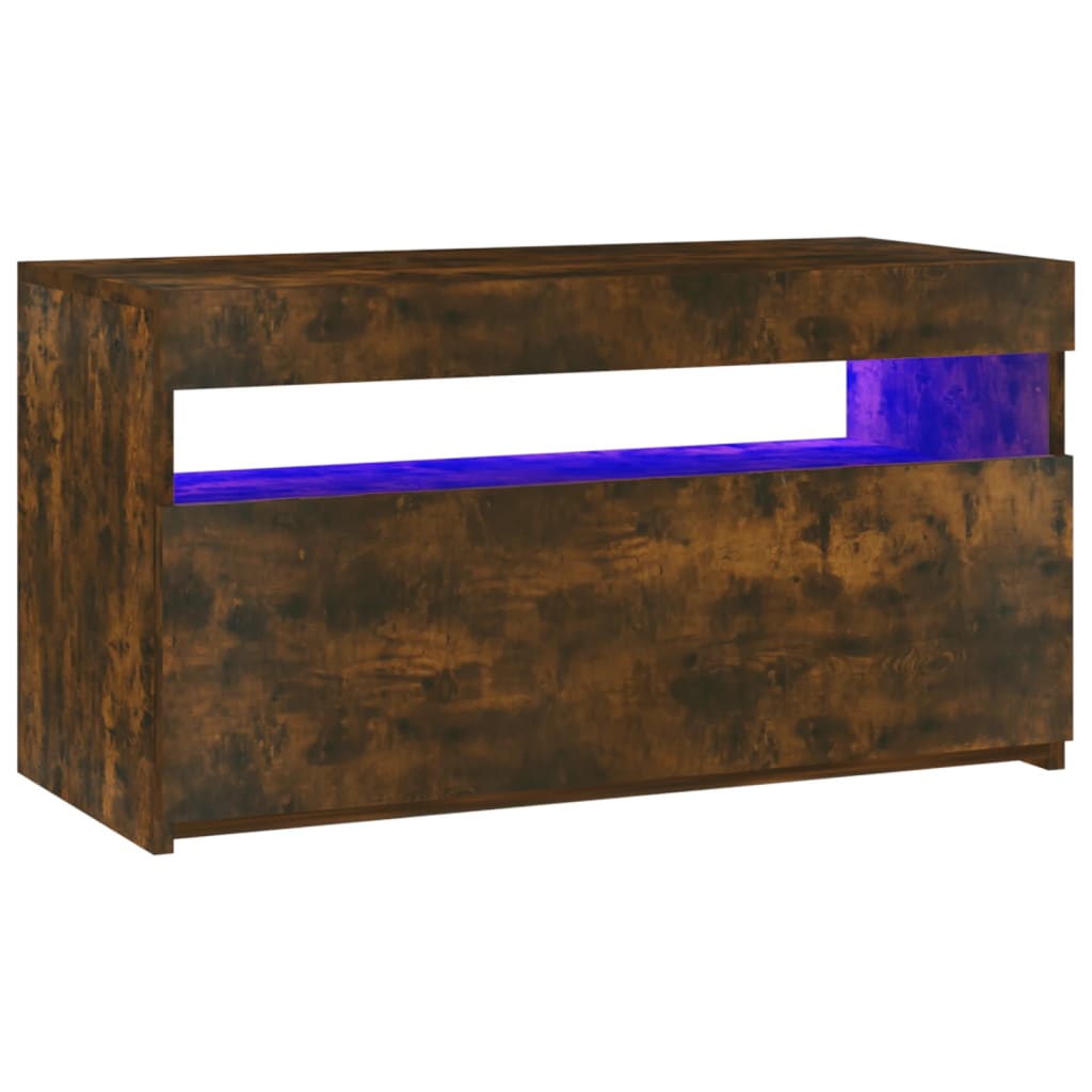 Tv-Benk Med Led-Lys Røkt Eik 75X35X40 Cm