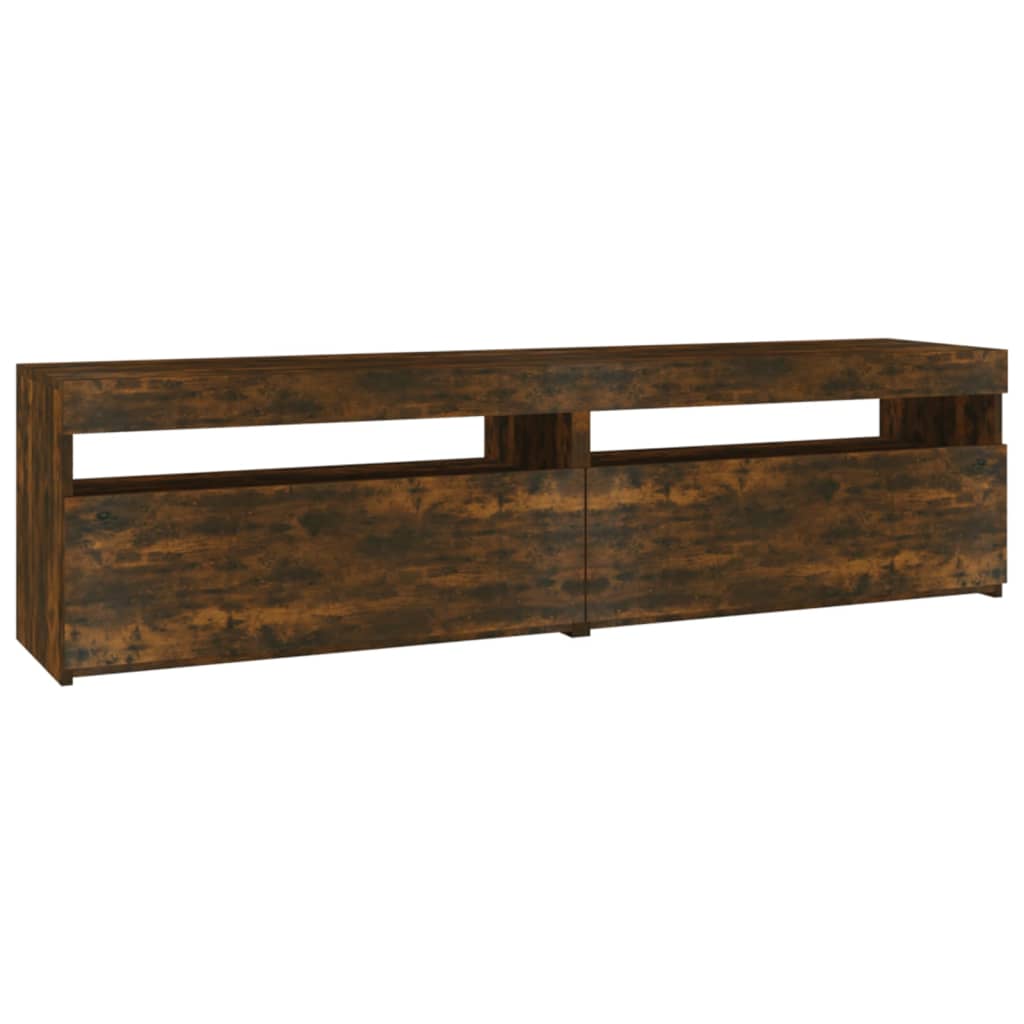 Tv-Benk Med Led-Lys 2 Stk Røkt Eik 75X35X40 Cm