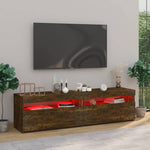Tv-Benk Med Led-Lys 2 Stk Røkt Eik 75X35X40 Cm