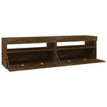 Tv-Benk Med Led-Lys 2 Stk Røkt Eik 75X35X40 Cm