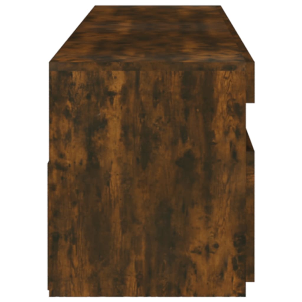 Tv-Benk Med Led-Lys 2 Stk Røkt Eik 75X35X40 Cm