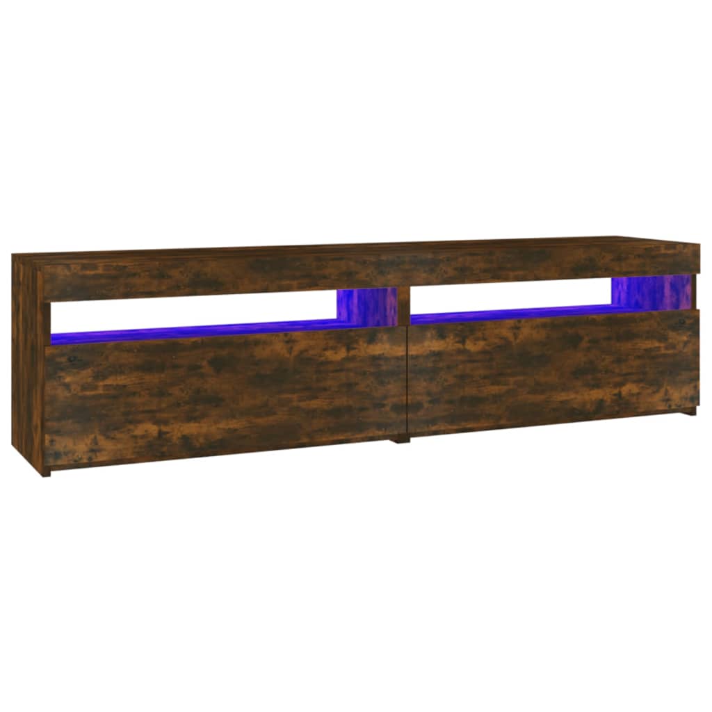 Tv-Benk Med Led-Lys 2 Stk Røkt Eik 75X35X40 Cm