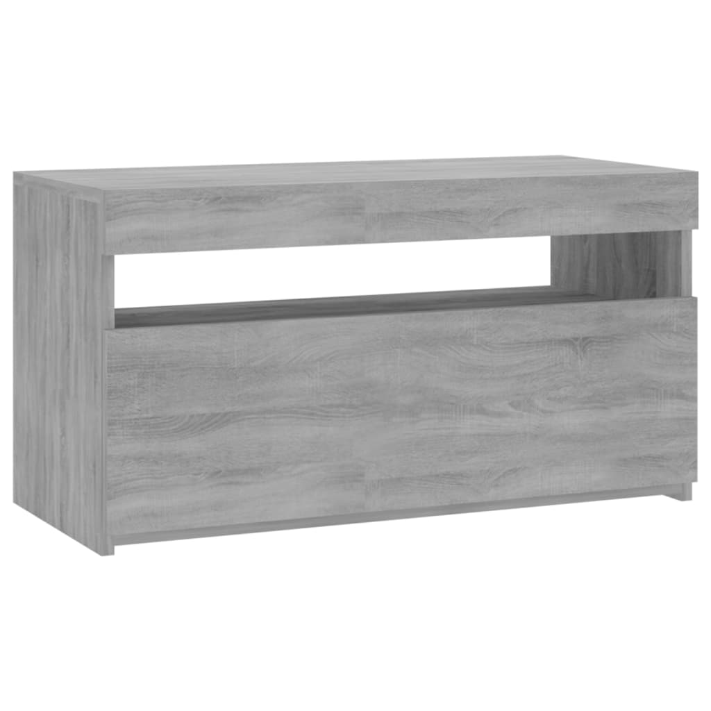 Tv-Benk Med Led-Lys Grå Sonoma 75X35X40 Cm