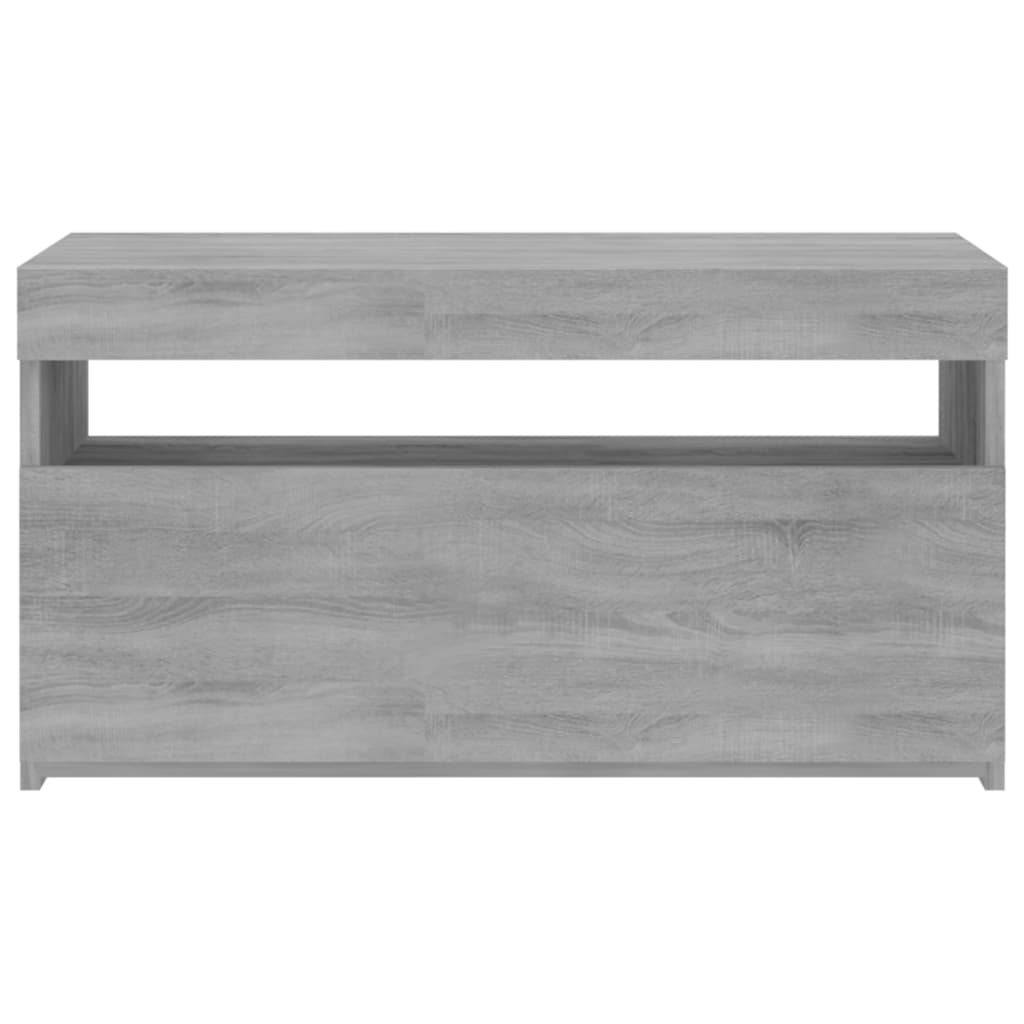 Tv-Benk Med Led-Lys Grå Sonoma 75X35X40 Cm
