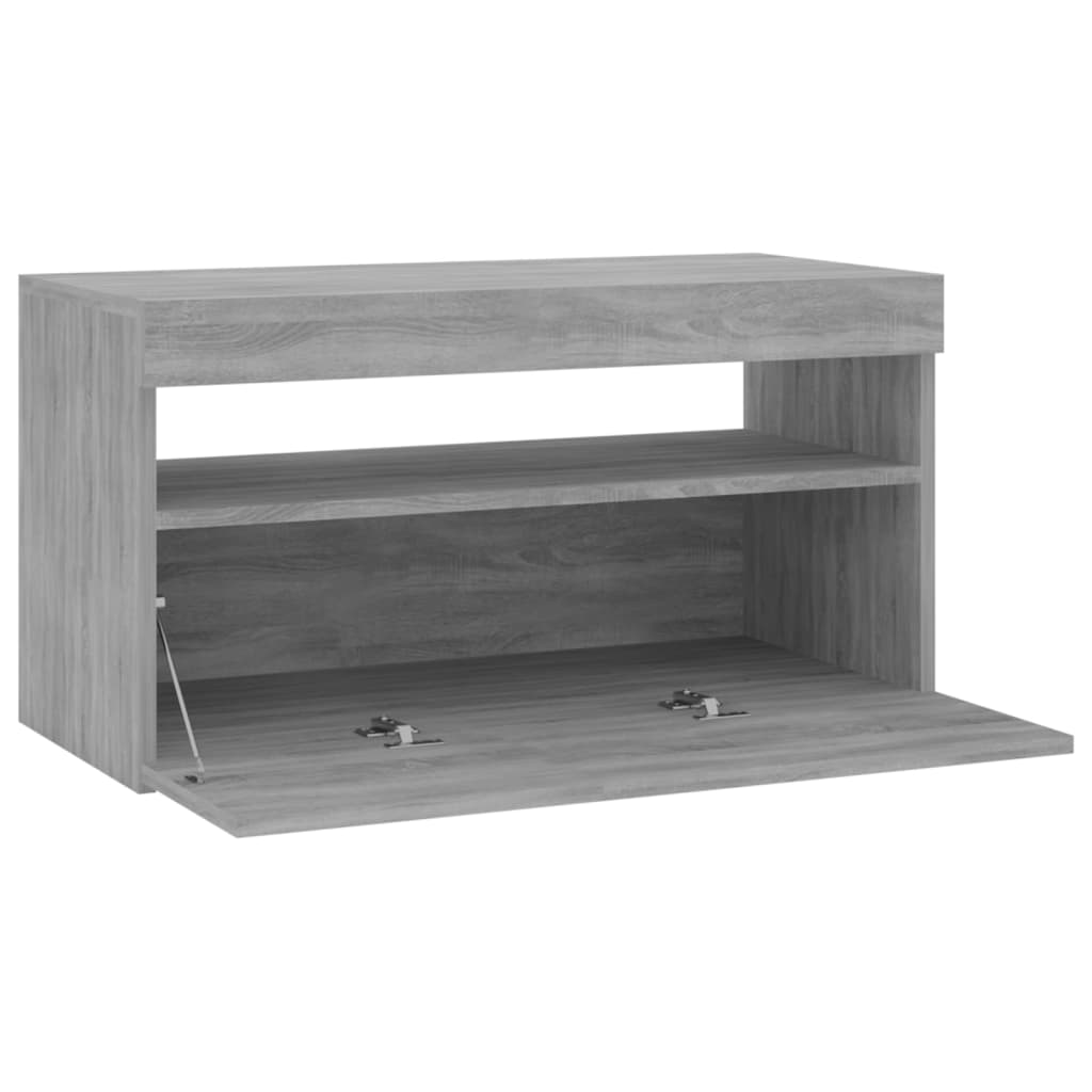 Tv-Benk Med Led-Lys Grå Sonoma 75X35X40 Cm