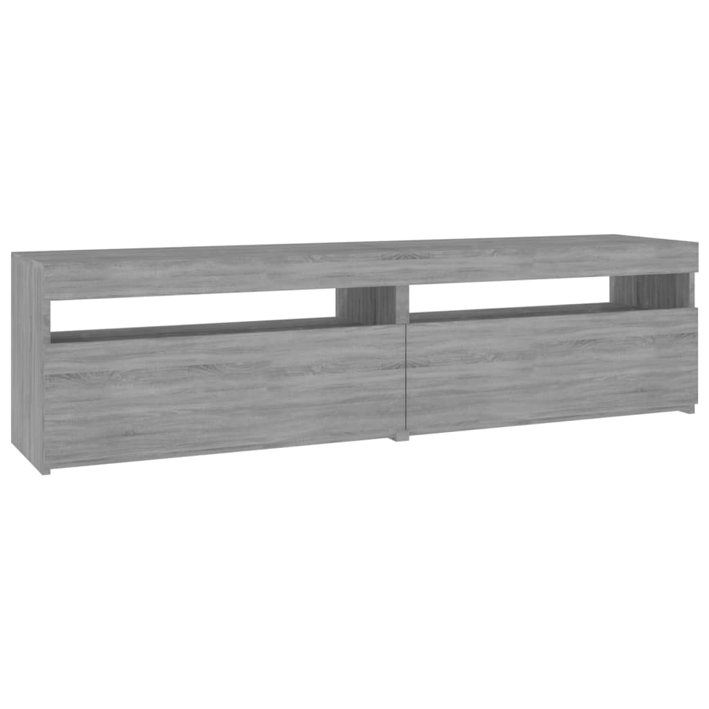 Tv-Benk Med Led-Lys 2 Stk Grå Sonoma 75X35X40 Cm