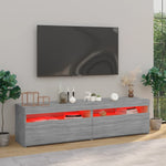 Tv-Benk Med Led-Lys 2 Stk Grå Sonoma 75X35X40 Cm