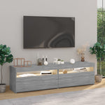 Tv-Benk Med Led-Lys 2 Stk Grå Sonoma 75X35X40 Cm