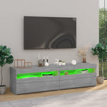 Tv-Benk Med Led-Lys 2 Stk Grå Sonoma 75X35X40 Cm