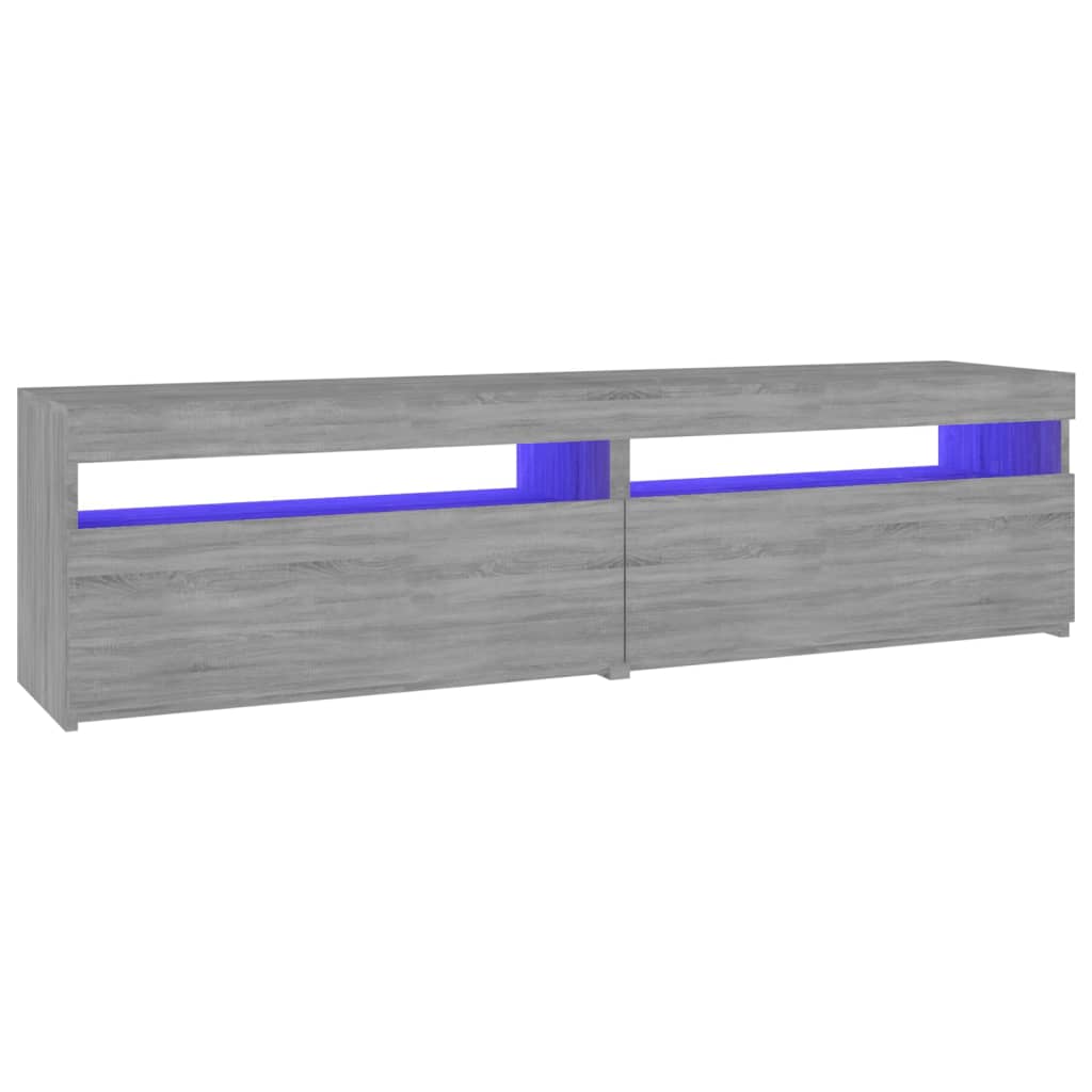 Tv-Benk Med Led-Lys 2 Stk Grå Sonoma 75X35X40 Cm