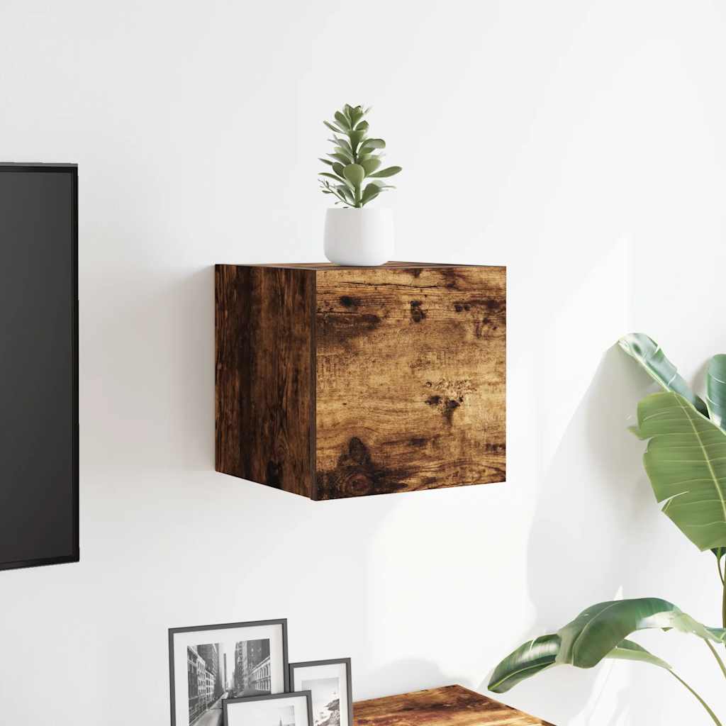 Vegghengt Tv-Benk Røkt Eik 30,5X30X30 Cm