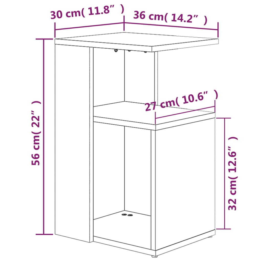 Sidebord Brun Eik 36X30X56 Cm Konstruert Tre