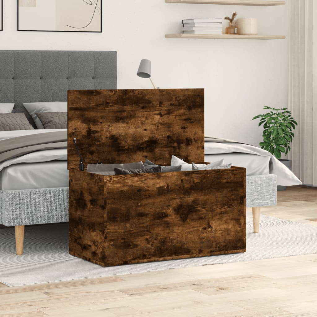 Oppbevaringskiste Røkt Eik 84X42X46 Cm Konstruert Tre