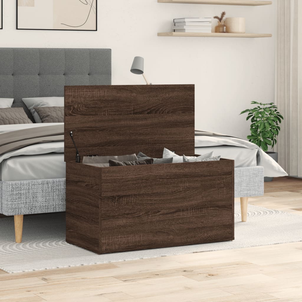 Oppbevaringskiste Brun Eik 84X42X46 Cm Konstruert Tre