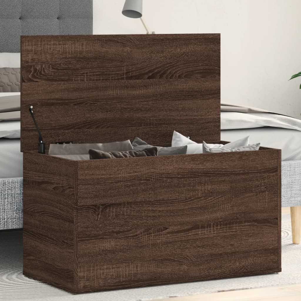 Oppbevaringskiste Brun Eik 84X42X46 Cm Konstruert Tre
