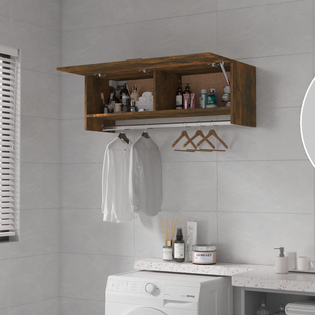 Garderobe Røkt Eik 100X32,5X35 Cm Konstruert Tre