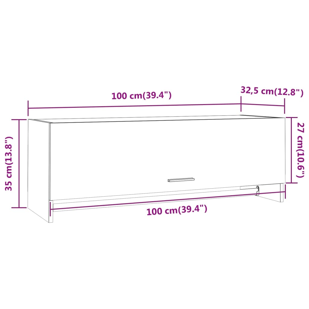 Garderobe Røkt Eik 100X32,5X35 Cm Konstruert Tre