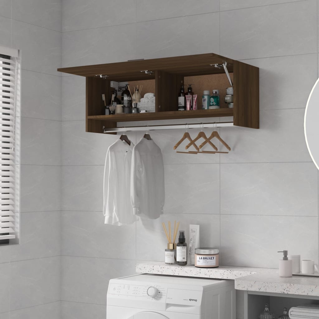 Garderobe Brun Eik 100X32,5X35 Cm Konstruert Tre