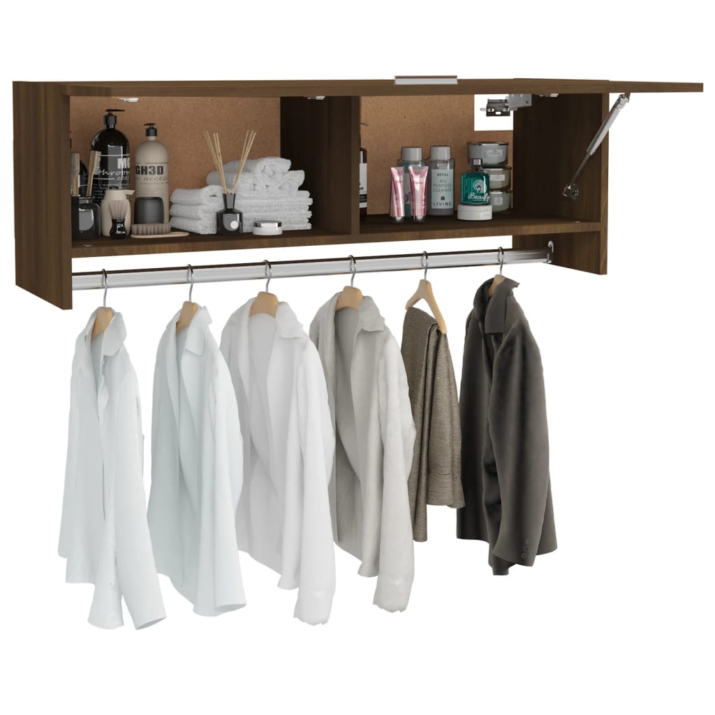 Garderobe Brun Eik 100X32,5X35 Cm Konstruert Tre
