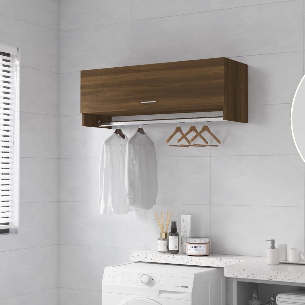 Garderobe Brun Eik 100X32,5X35 Cm Konstruert Tre