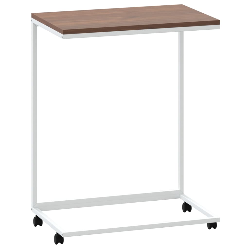 Sidebord Med Hjul Hvit 55X35X70 Cm Konstruert Tre