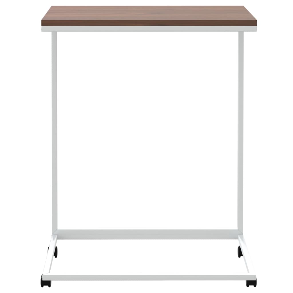 Sidebord Med Hjul Hvit 55X35X70 Cm Konstruert Tre