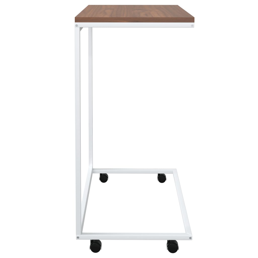 Sidebord Med Hjul Hvit 55X35X70 Cm Konstruert Tre