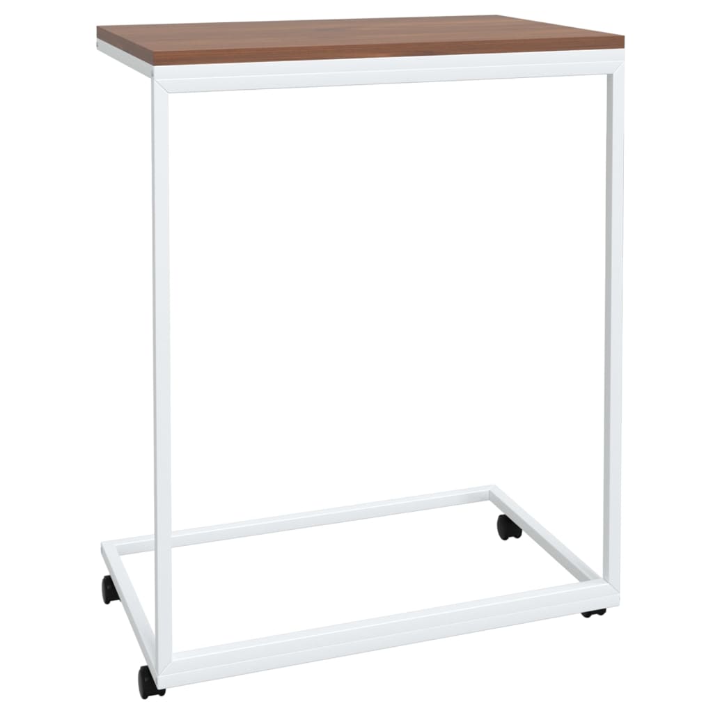Sidebord Med Hjul Hvit 55X35X70 Cm Konstruert Tre