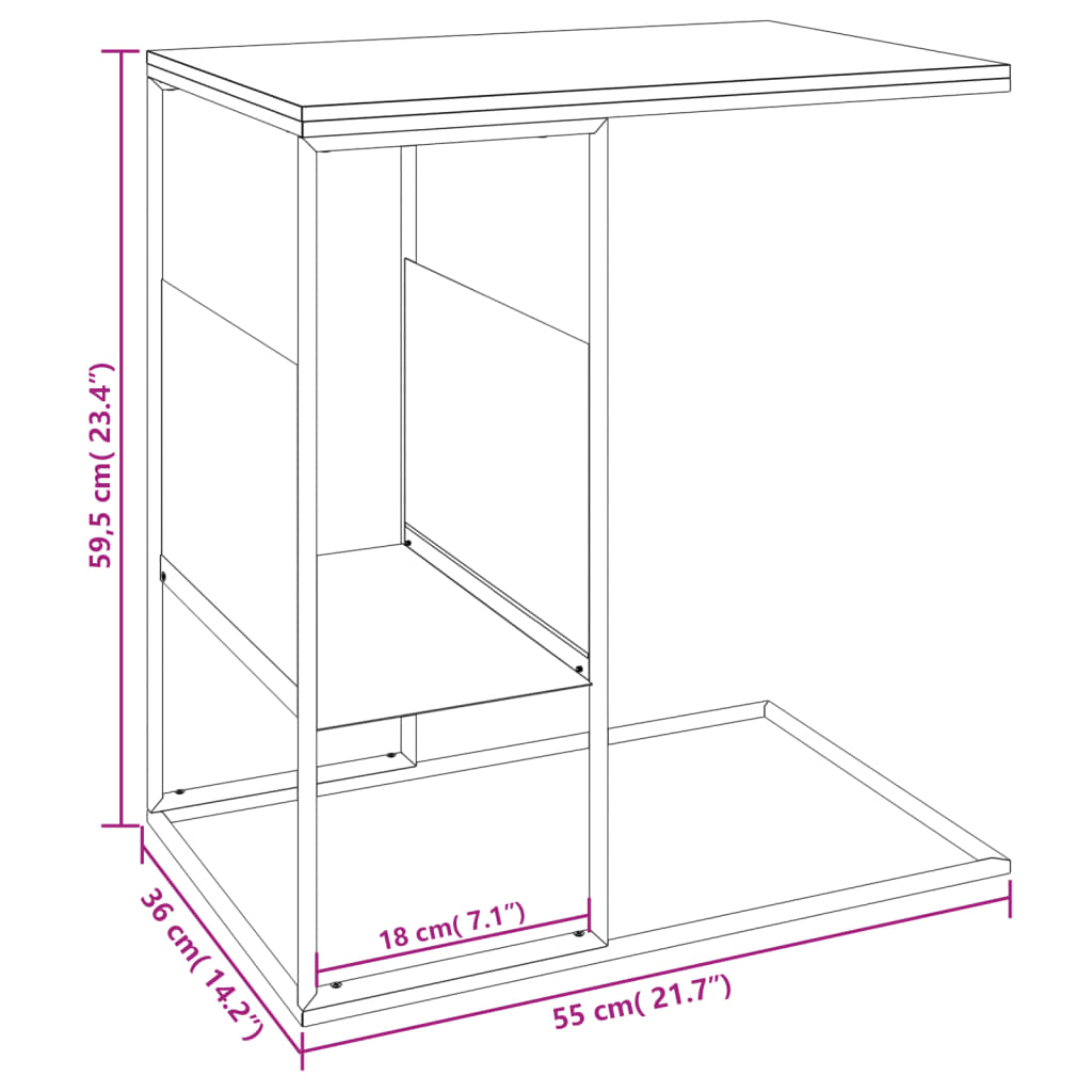 Sidebord Svart 55X36X59,5 Cm Konstruert Tre