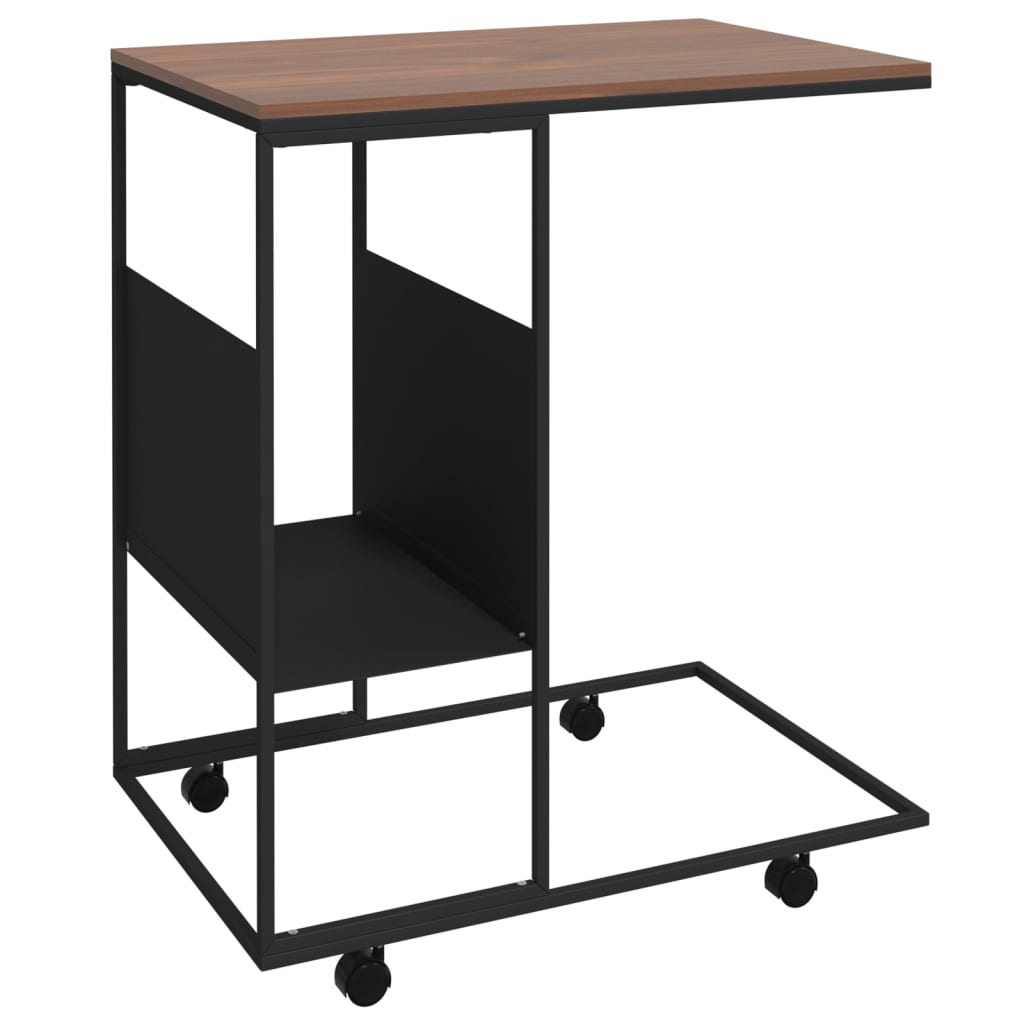 Sidebord Med Hjul Svart 55X36X63,5 Cm Konstruert Tre