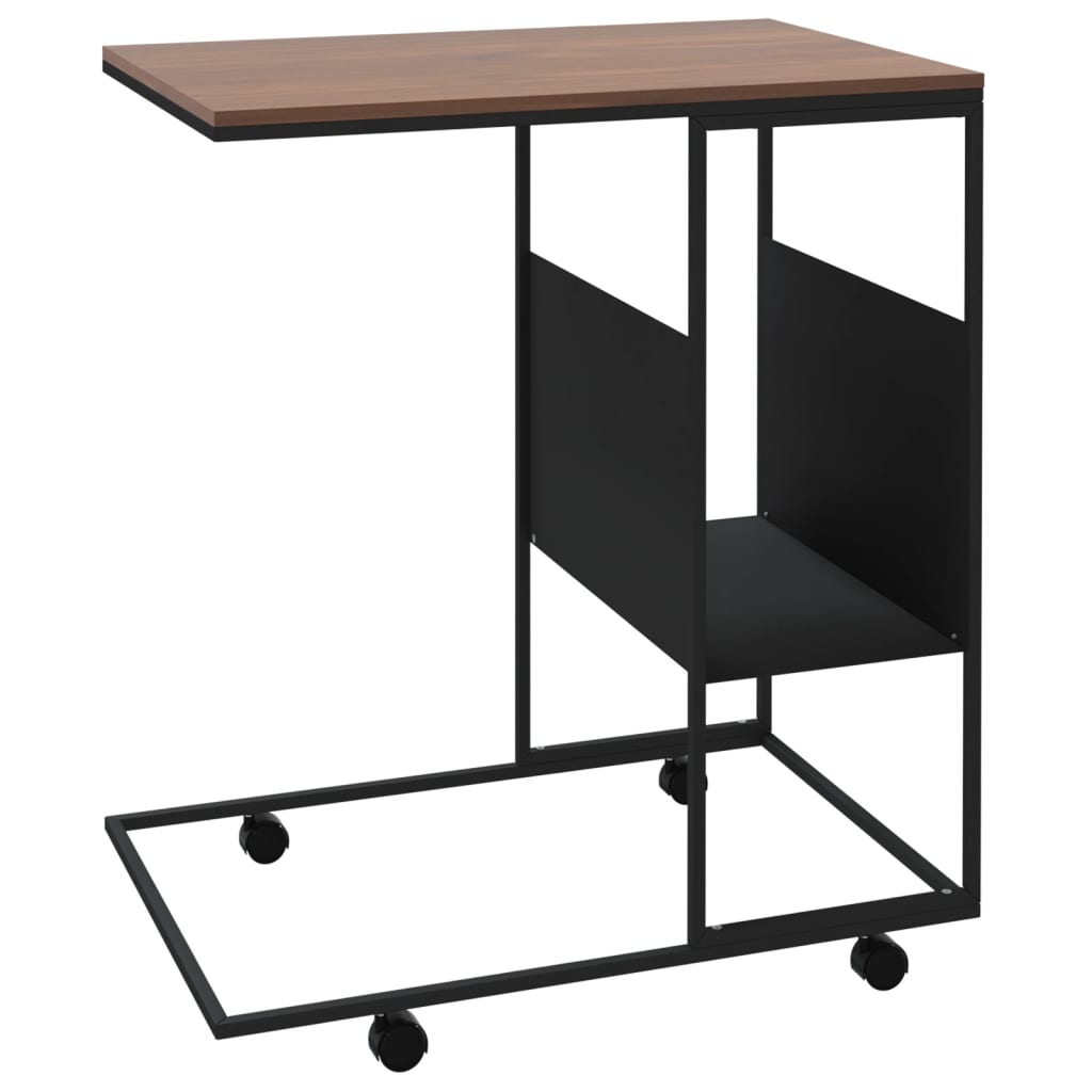 Sidebord Med Hjul Svart 55X36X63,5 Cm Konstruert Tre