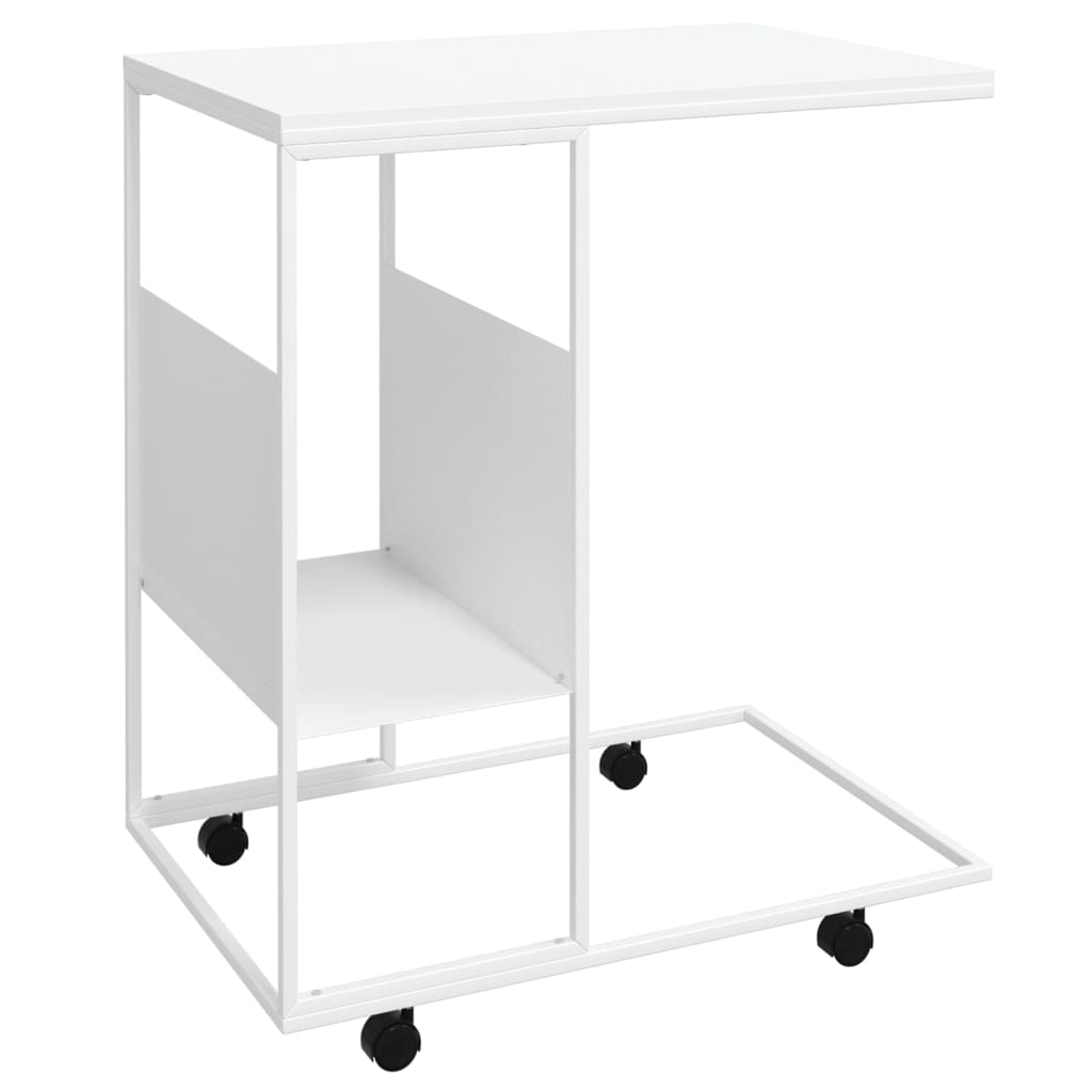 Sidebord Med Hjul Hvit 55X36X63,5 Cm Konstruert Tre