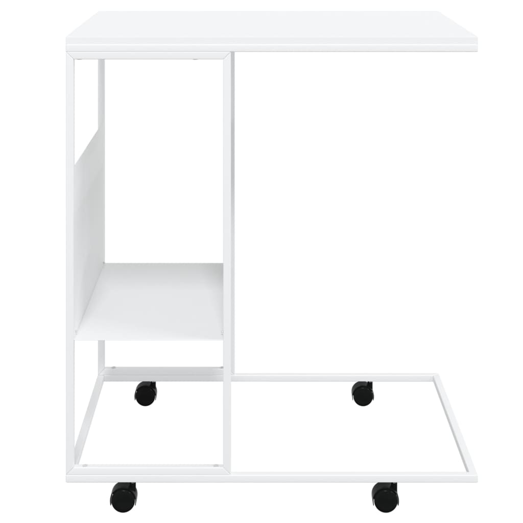 Sidebord Med Hjul Hvit 55X36X63,5 Cm Konstruert Tre