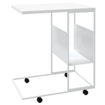 Sidebord Med Hjul Hvit 55X36X63,5 Cm Konstruert Tre