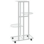 Blomsterstativ Med Hjul 4 Etasjer 44X23X80 Cm Hvit Jern