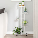 Blomsterstativ Med Hjul 5 Etasjer 44X23X100 Cm Hvit Jern