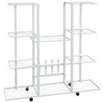 Blomsterstativ Med Hjul 94,5X24,5X91,5 Cm Hvit Jern