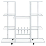 Blomsterstativ Med Hjul 94,5X24,5X91,5 Cm Hvit Jern