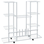 Blomsterstativ Med Hjul 94,5X24,5X91,5 Cm Hvit Jern