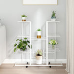 Blomsterstativ Med Hjul 94,5X24,5X91,5 Cm Hvit Jern