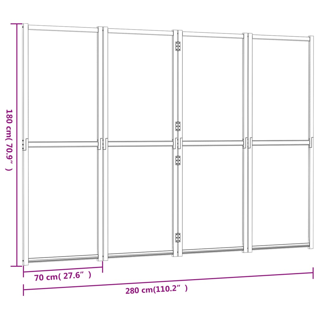 Romdeler 4 Paneler Kremhvit 280X180 Cm
