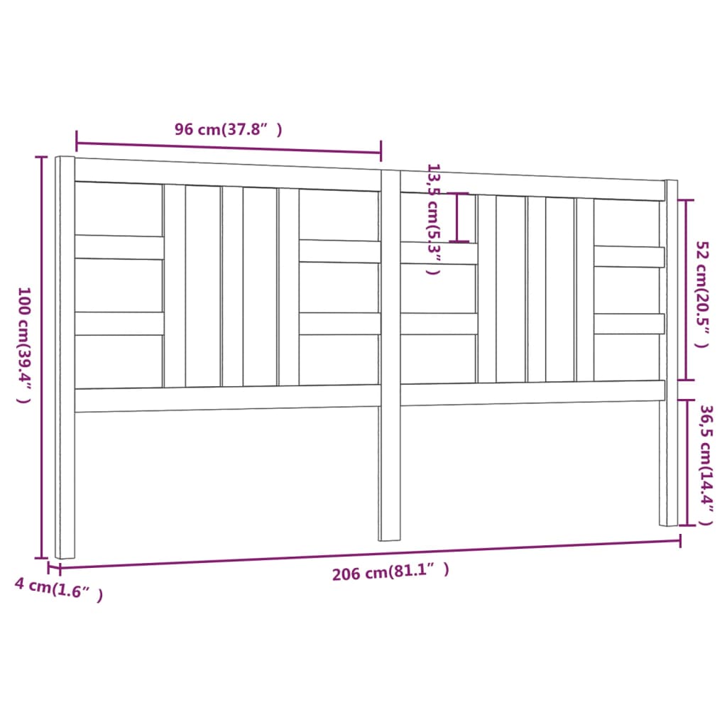 Sengegavl Svart 206X4X100 Cm Heltre Furu