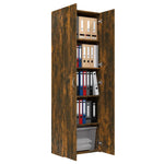 Kontorskap Røkt Eik 60X32X190 Cm Konstruert Tre
